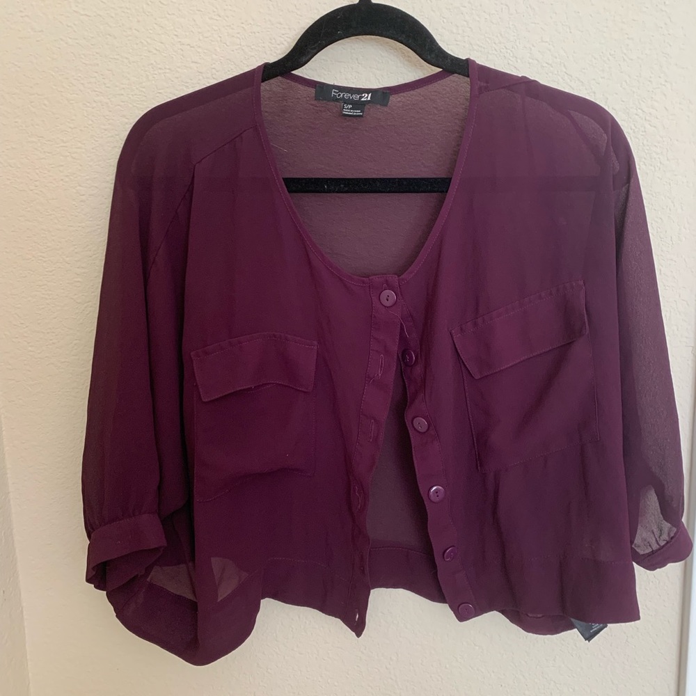 Half sleeve mesh button-up